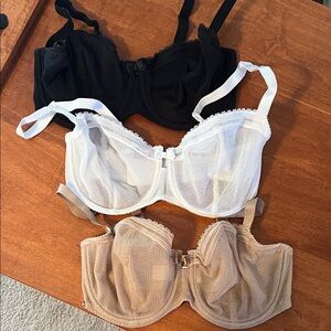 Chantelle Women's Mesh Underwire Bra Trio - Black, White, Tan